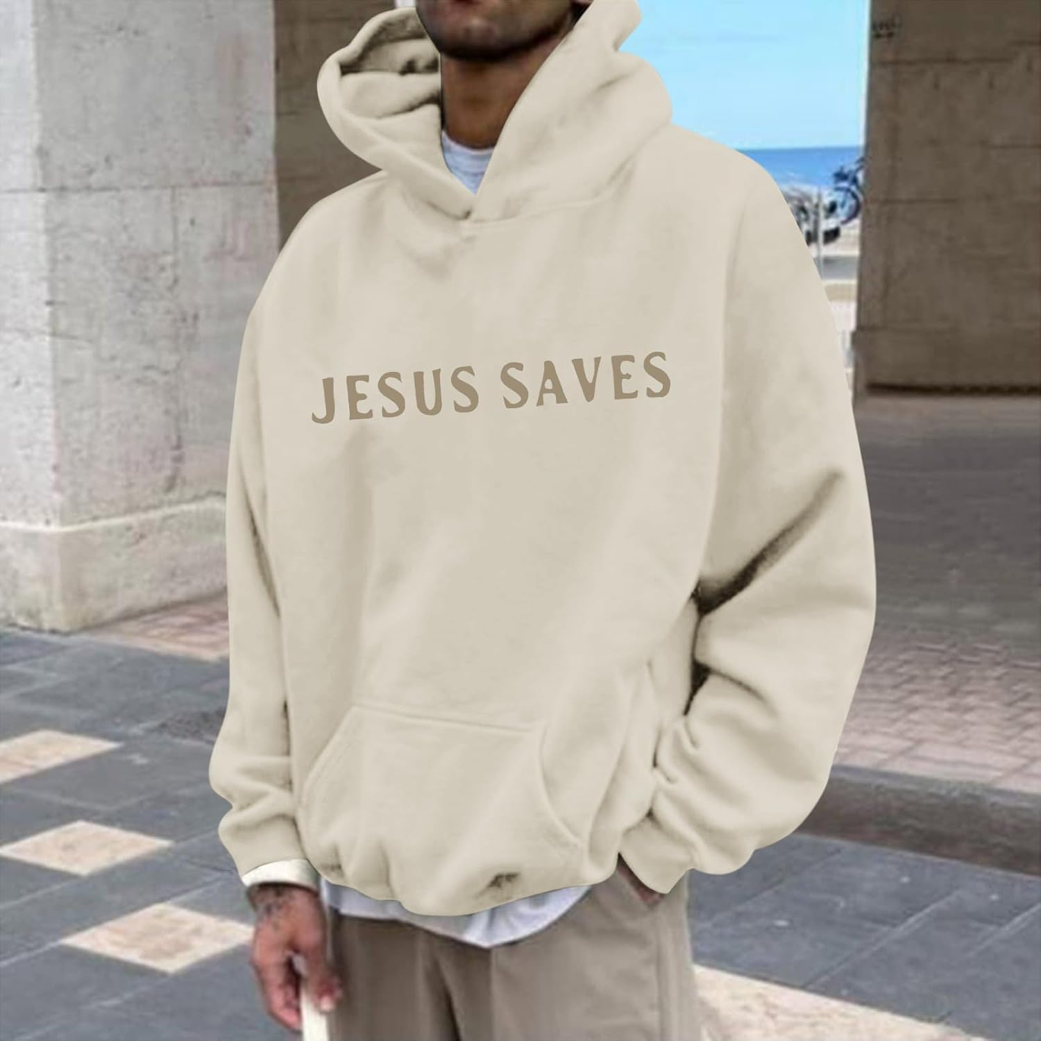Christian Jesus Saves Hoodies for Men Inspirational Religious Faith Sweatshirts Vintage Bible Verse Graphic Pullovers - Image 2