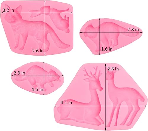 Miniatura 2 de Molde de silicona para fondant de conejo de zorro, molde de chocolate de ciervos sika, alce de bosque, castor de mapache, moldes para hornear