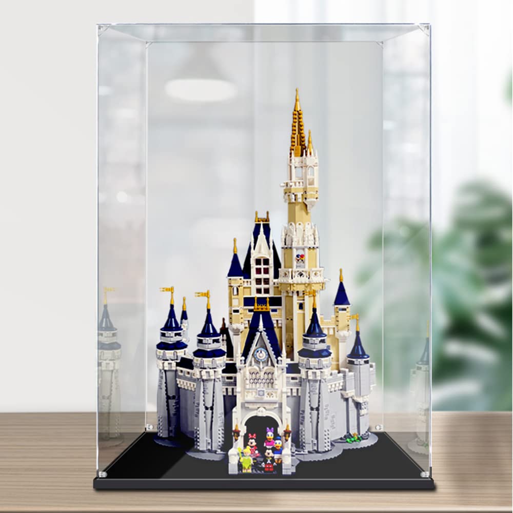 Acrylic Display Case with Black/White/Pink Base,Display Boxes for Collectibles Dustproof Protection Showcase (Black, 51x36x78cm / 20x14x30.7inch)