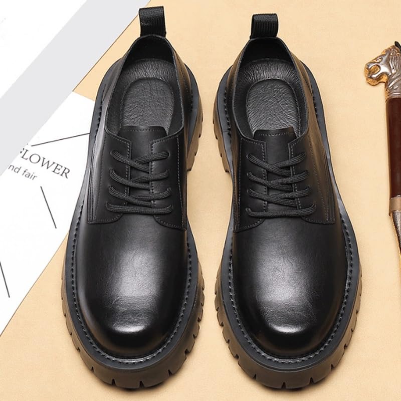 Men's Classic Formal Oxfords Classic Casual Lace Up Round Toe Lug Sole Dress Derby Shoes Work Office Business Height-Increasing Shoes4