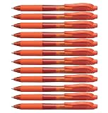 Pentel EnerGel-X Retractable Liquid Gel Pen (0.7mm) Metal Tip, Orange Ink, Box of 12 (BL107-F) – view 1
