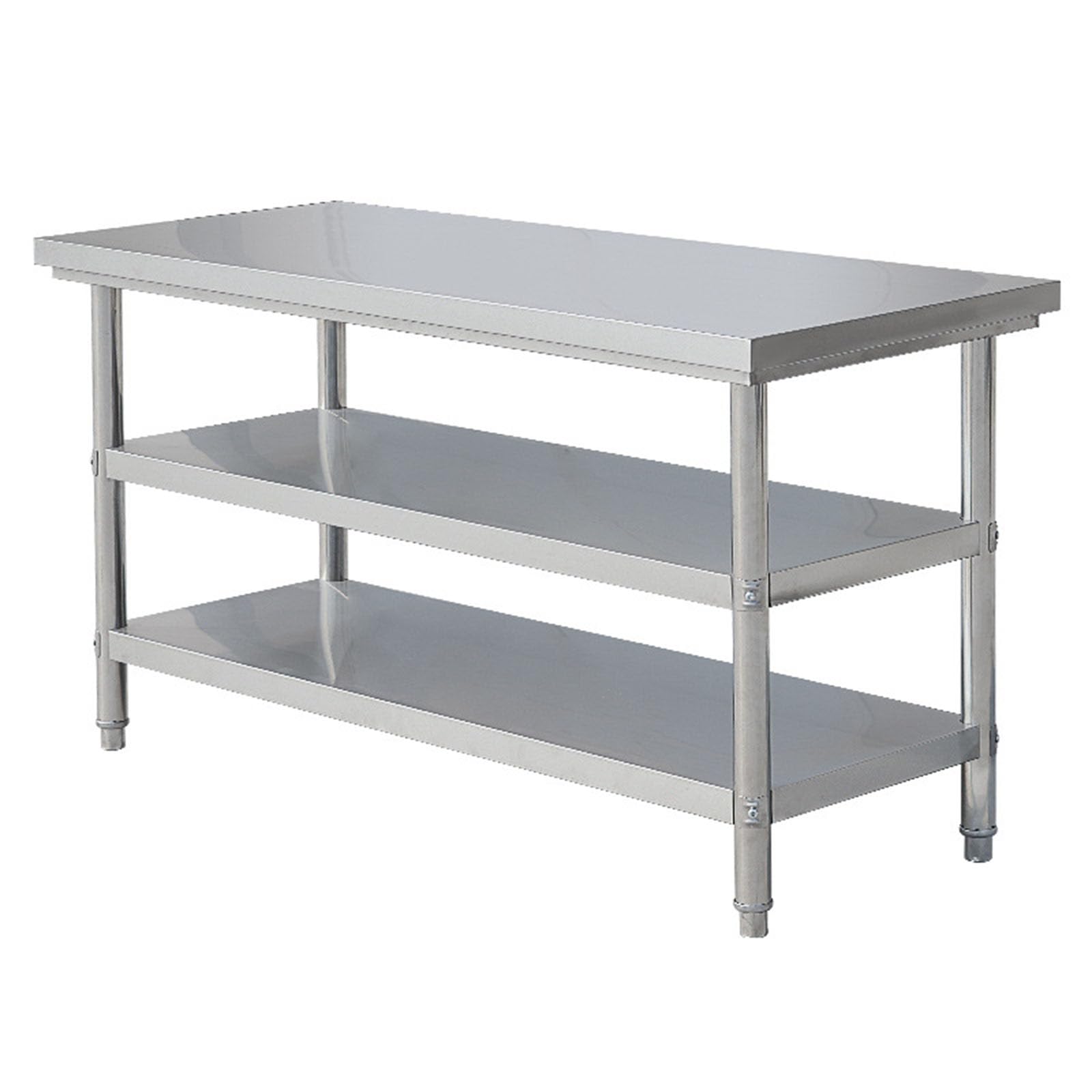 Mesa de Trabajo de Acero Inoxidable con Isla de Cocina Comercial y Estante de 3 Niveles, 120 x 50 cm, Ideal para restaurantes y Uso doméstico, diseño Alargado y Duradero.