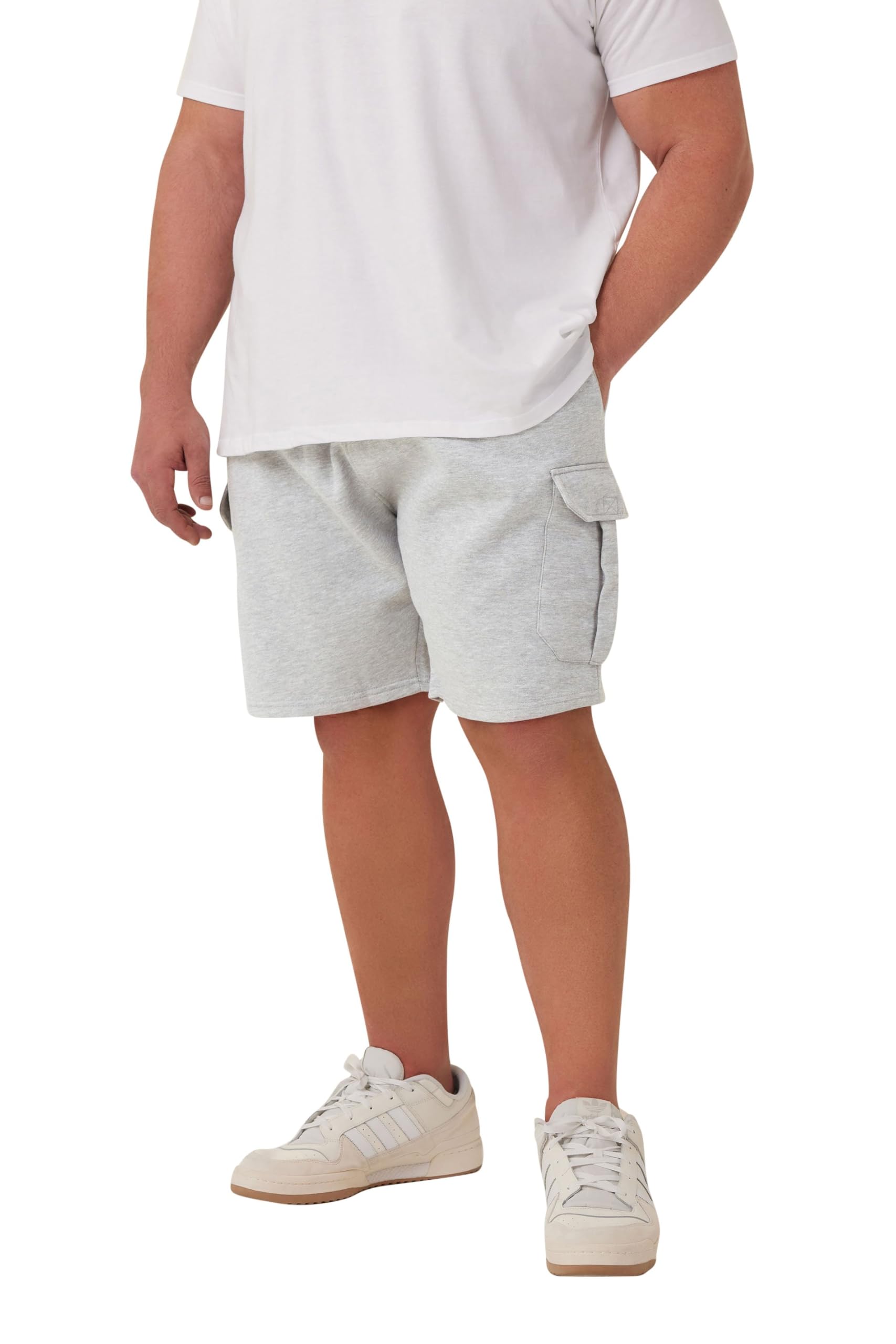 Badrhino Men's Grey Big & Tall Marl Essential Cargo Jogger Shorts - Plus Size Curve