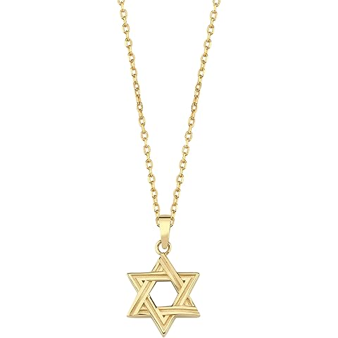 MIONZA 14K Solid Gold or Gold Plated Magen David Necklace,Jewish Star of David Pendant, Elegant Hebrew Jewelry Gift for Bat Mitzvah or Her
