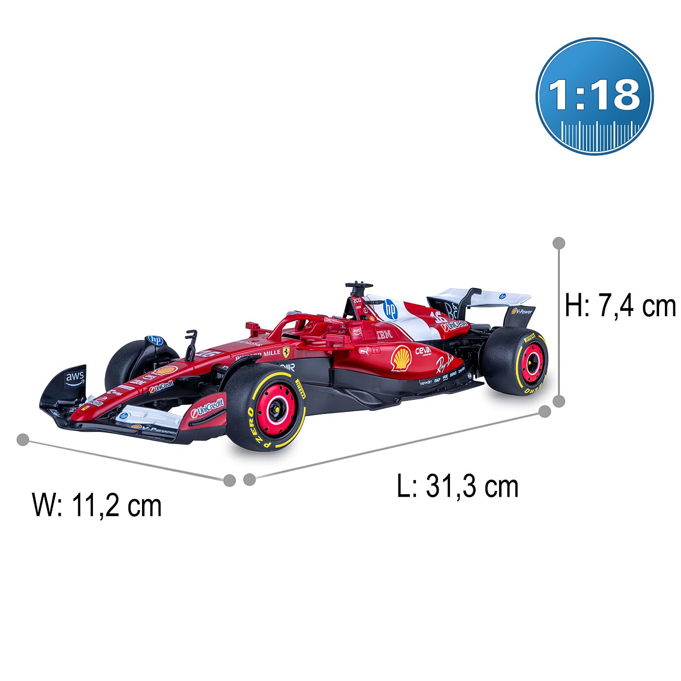 JAMARA Ferrari SF-25 402260 - Modellino di auto radiocomandata, scala 1:18, rosso, 2,4 GHz, con telecomando, regalo per bambini