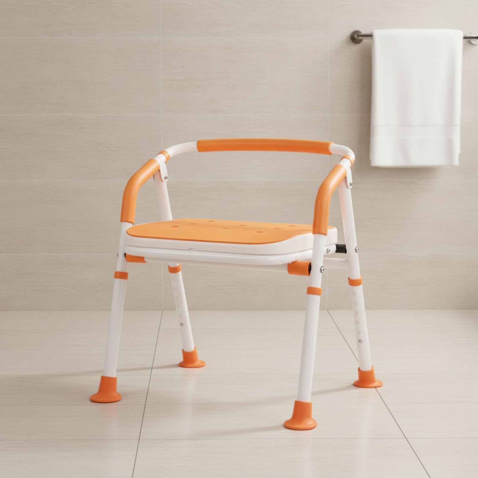 Milageto Silla Baño Plegable con Almohadillas Antislizantes Estable Silla Ducha Plegable Resistente a la Corrosión Asiento Baño Portátil para Bañera