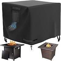Vista 8 de Funda rectangular para mesa de fogata de gas de 44 x 28 pulgadas, cubierta para mesa de fuego resistente al agua 600D de servicio pesado para mesas