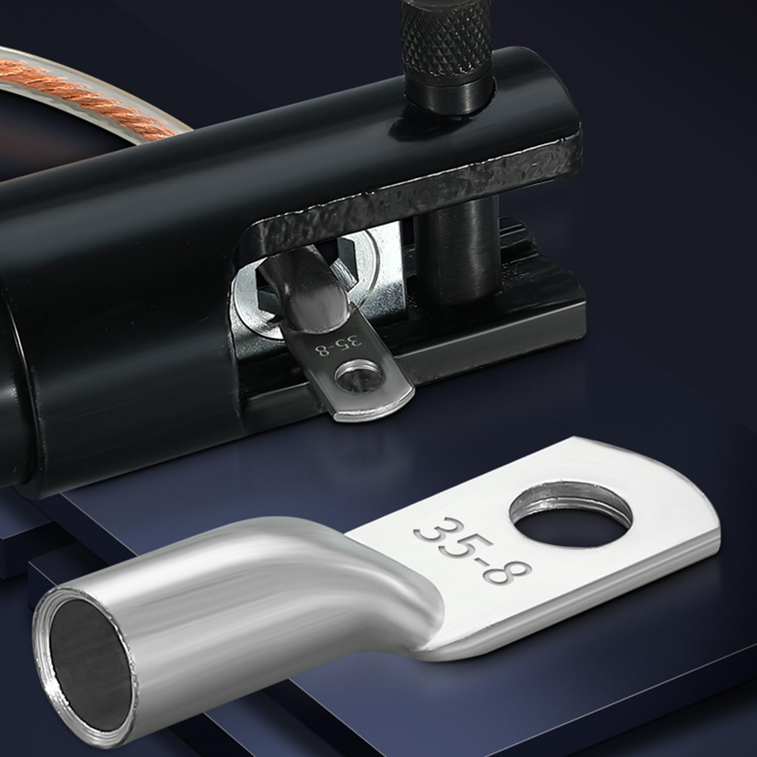 4 capicorda tubolari, 35 mm²M8, senza foro visivo, in rame ispessito, non isolato, per barca, yacht, auto, camion, impianto solare