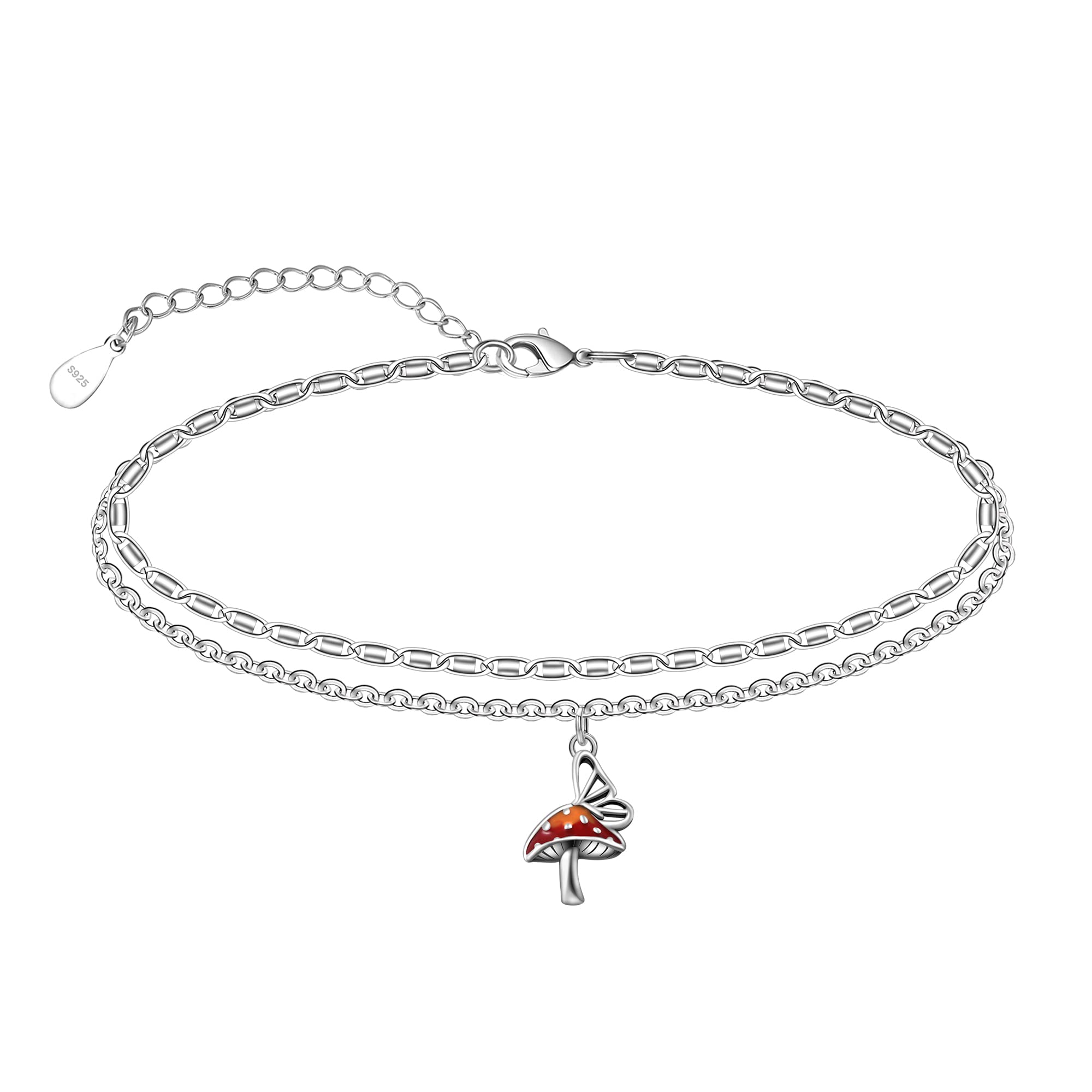 CHIC &amp; ARTSY 925 Sterling Silver Ankle Bracelets for Women, Adjustable Layered Foot Chains with Nature &amp; Symbol Charms, Lightweight Comfort Fit Boho Beach Everyday Jewelry