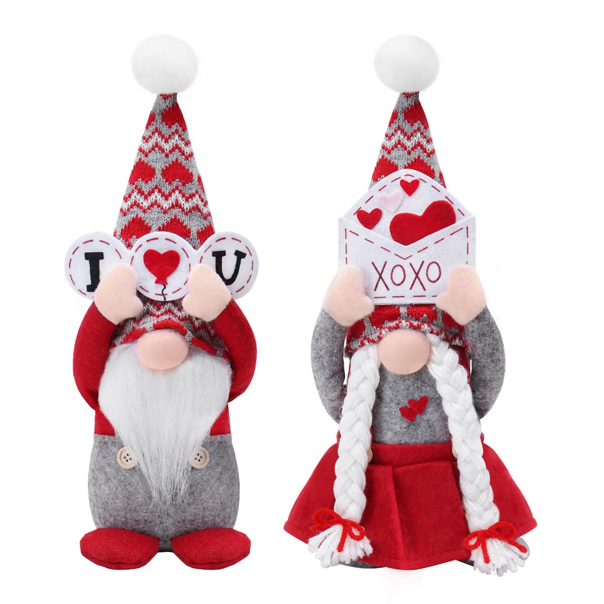 Vorae A+B Valentines Day Gonks, Cute Plush Handmade Gnome Dolls Mini Faceless Tomte Dwarf Elf Decorations, Gifts For Him Her #3 (A+B)