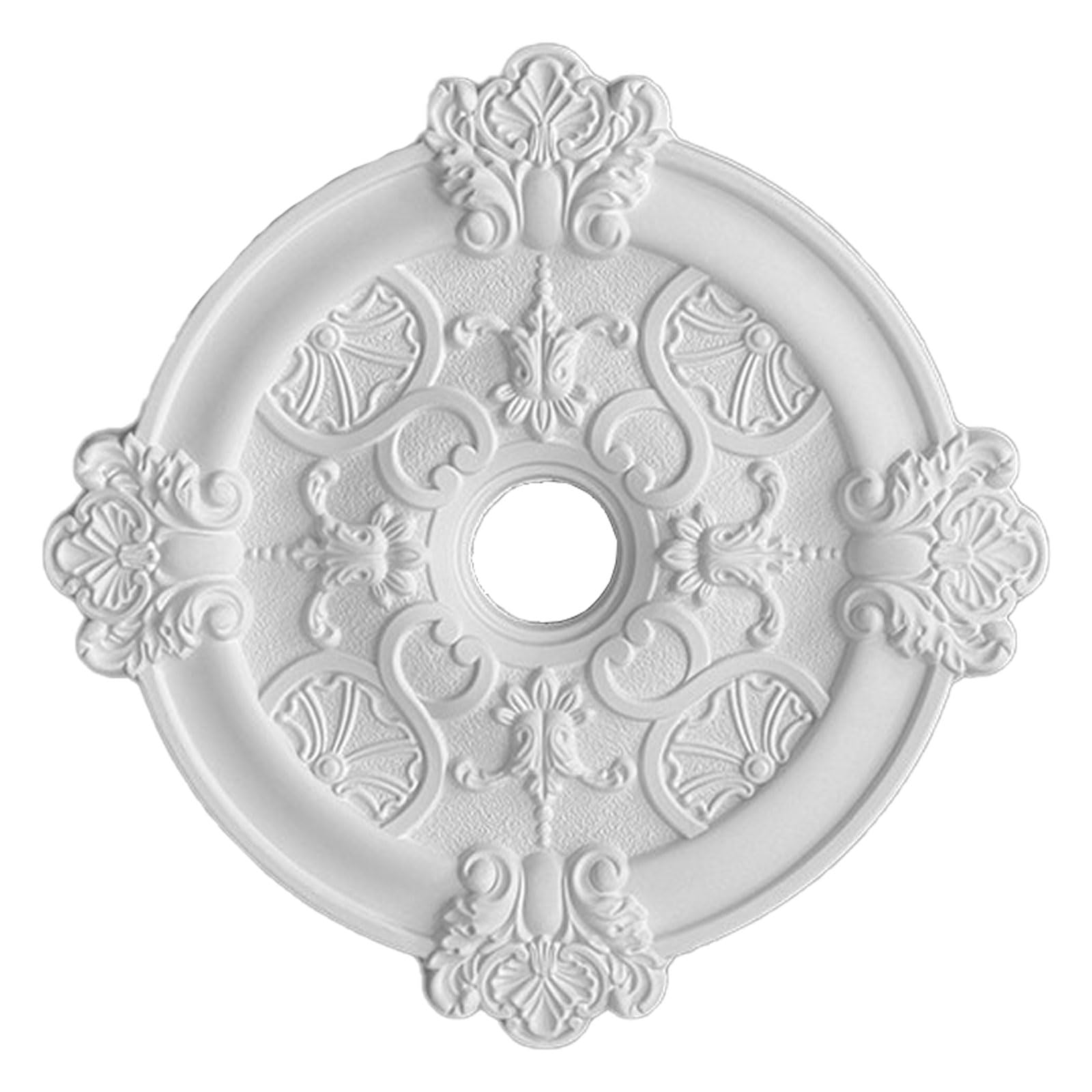 Foelanne White U Pu Ceiling Medallion For Fan Lamp, Chandelier, White, Multiple Sizes(,51Cm)