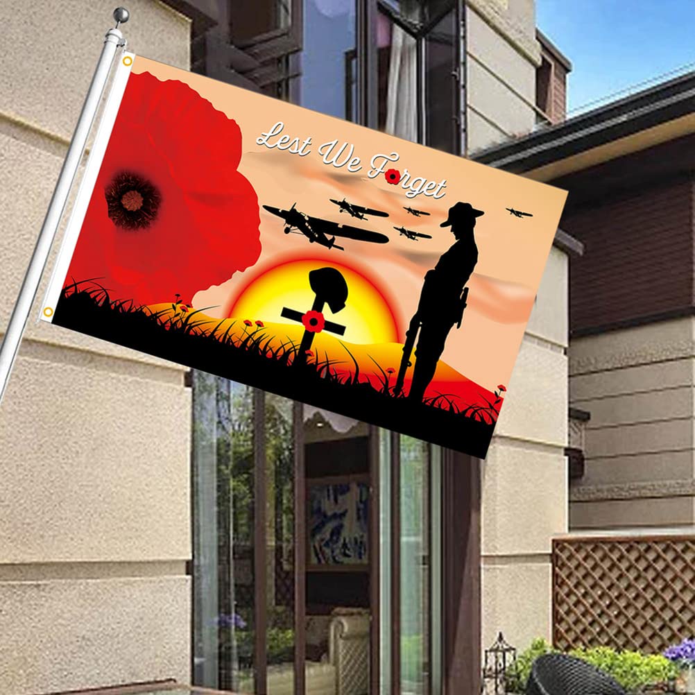 Rvtkak 90 x 150cm Remembrance Day Banner Flag for House Outdoor Flag Single Layer Polyester Banner, Style 1, 90*150cm - Image 2