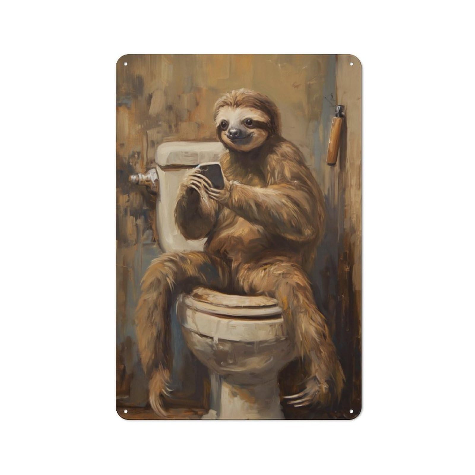 Junmoney Sloth Bath Room Phone Text Retro Metal Plaque 30X20cm For Garage Or Workshop, Housewarming Wall Decor For People Furnishing Garage And Workshop