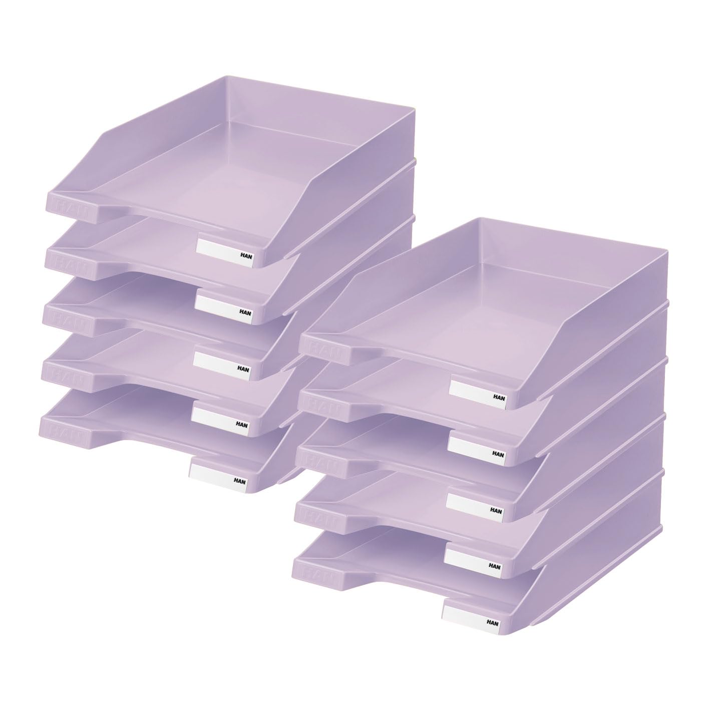 HAN Classic Letter Tray, Pack of 10, Desk Organiser, Office Supplies, Storage Compartments, Office Supplies, Letter Tray, Document Tray, up to A4/C4 Format, 1027-X-887, Pastel Purple