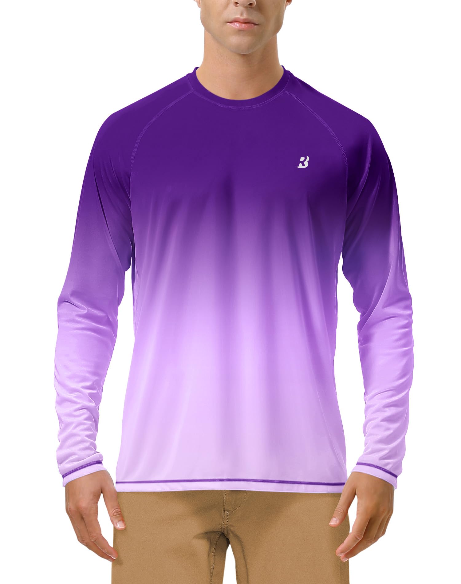Roadbox Men's UPF 50+ UV Sun Protection Shirts, Long Sleeve Swim Rash Guard