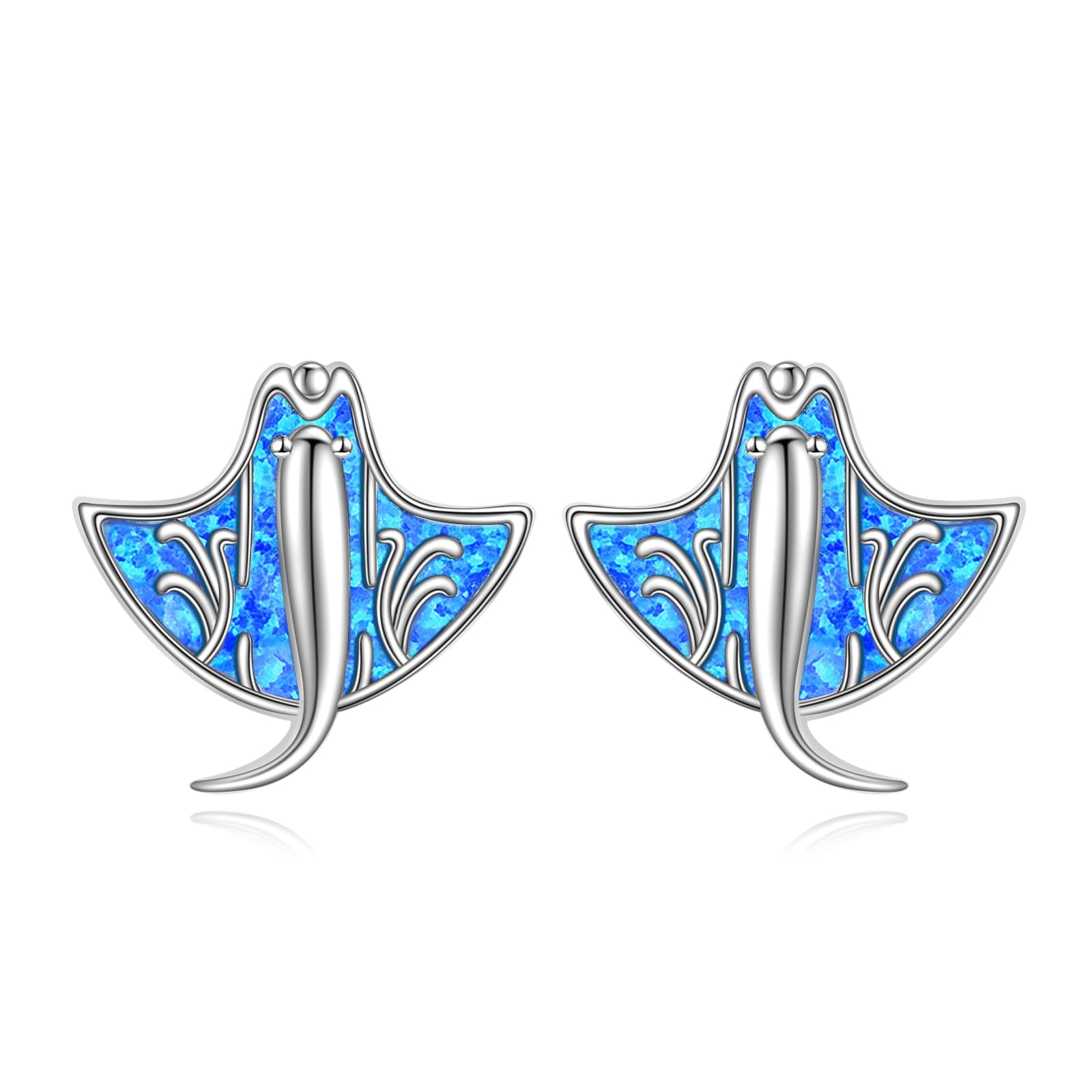 Stachelrochen Ohrstecker 925 Sterling Silber Stachelrochen Stecker Ohrringe Opal Manta Schmuck Für Frauen Ozean Liebhaber Geschenke