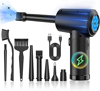 Compressed-Air-Duster-Electric-air-Duster 3 Gear Adjustable 100000-RPM Keyboard Cleaner with LED Light, air Duster Compressed air 7600mAh pc Cleaning air Blower car dusters Electric air Duster