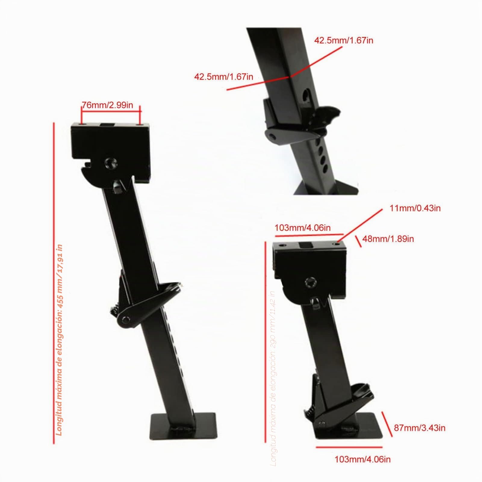 Cocoarm Estabilizador para Autocaravana, 2 Unidades, Soporte Telescópico Giratorio con Cremallera, Capacidad de 295 kg, Gato Hidráulico para Estabilización