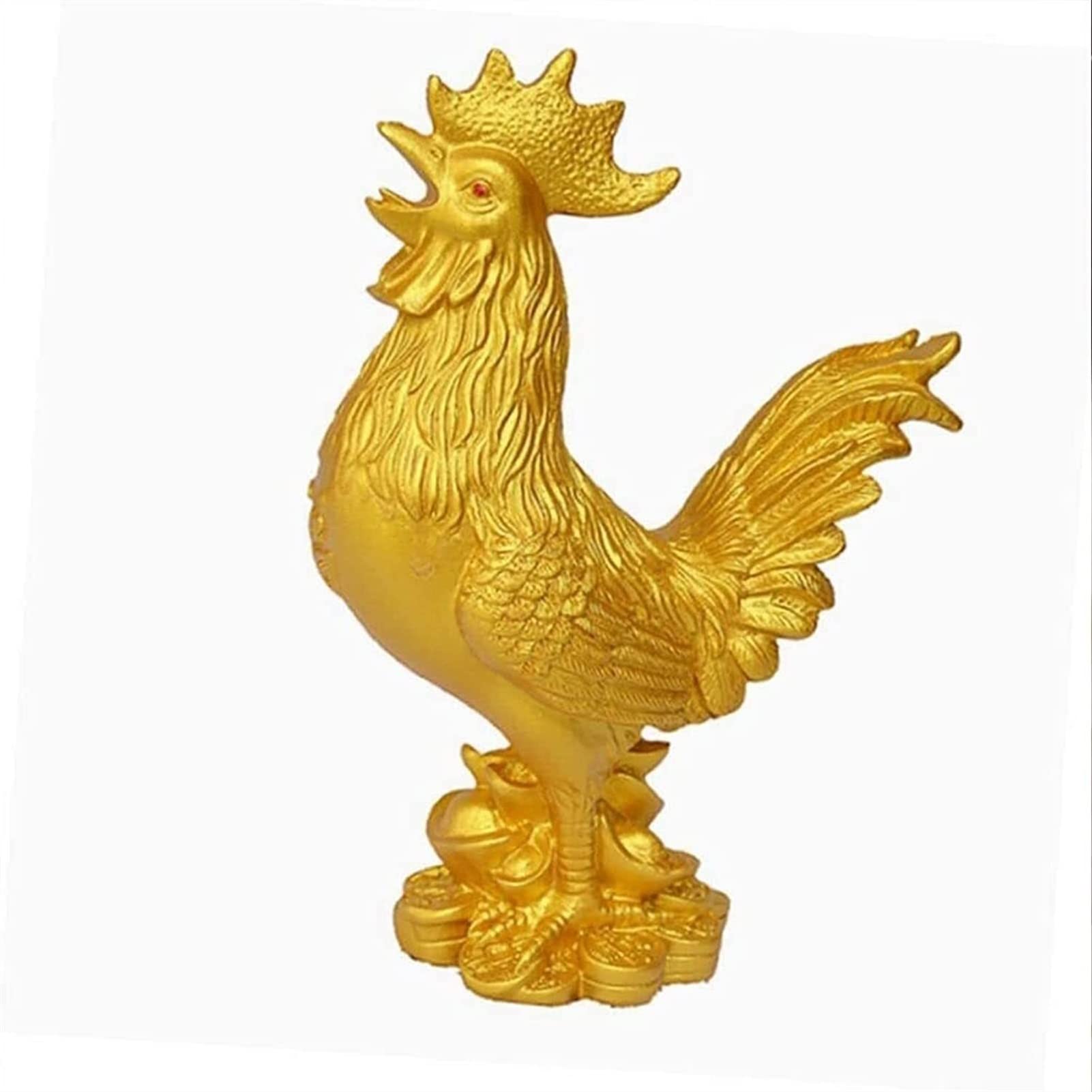 Decoration，Home Desktop Bookshelf Office Decoration，BNHY Feng Shui Statue Rooster,Chinese Zodiac Golden Cock Resin Statues,for Home and Office Decor Figurine Wealth and Good Luck 1030