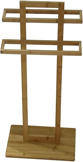 REPLOOD Porta Asciugamani da Terra In Legno Bamboo Con 2 Barre Per...