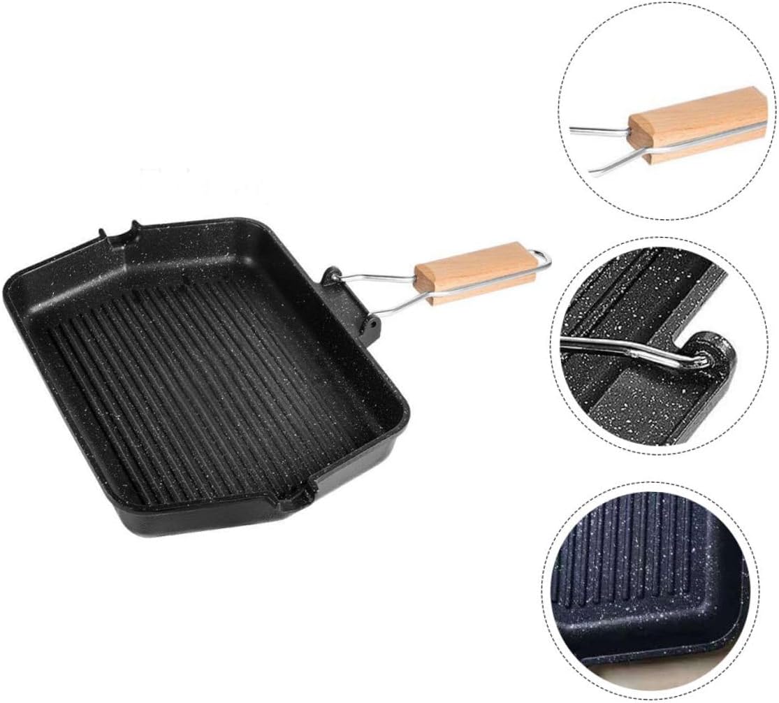 Non-stick Square Barbecue Grill Pan Maifan Stone Coating Steak Frying Pan Indoor Electric Stove Grill Plate for Household Cooking