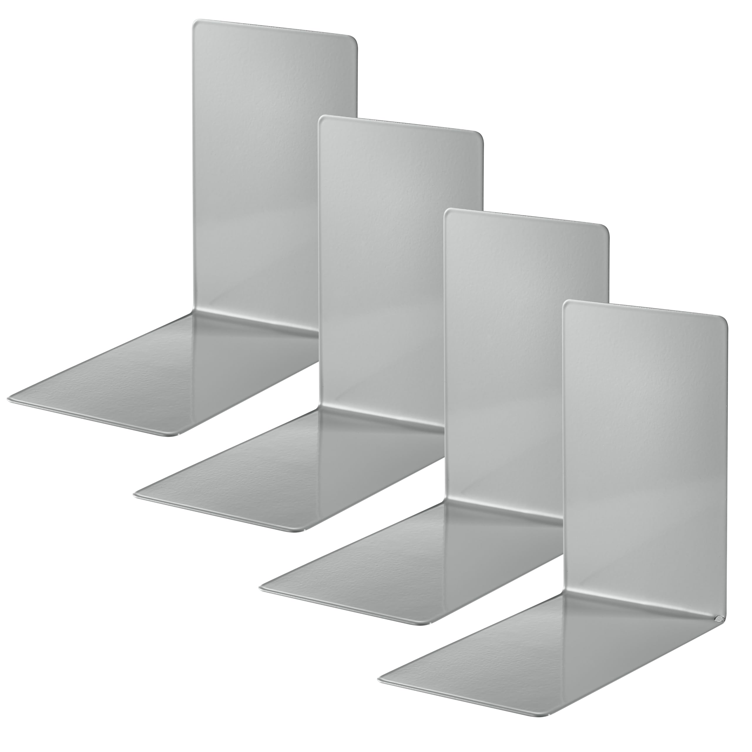 Alco Albert Fermalibri in Metallo 4 Pezzi 14 x 8,5 Cm Grigio per Scuola e Ufficio