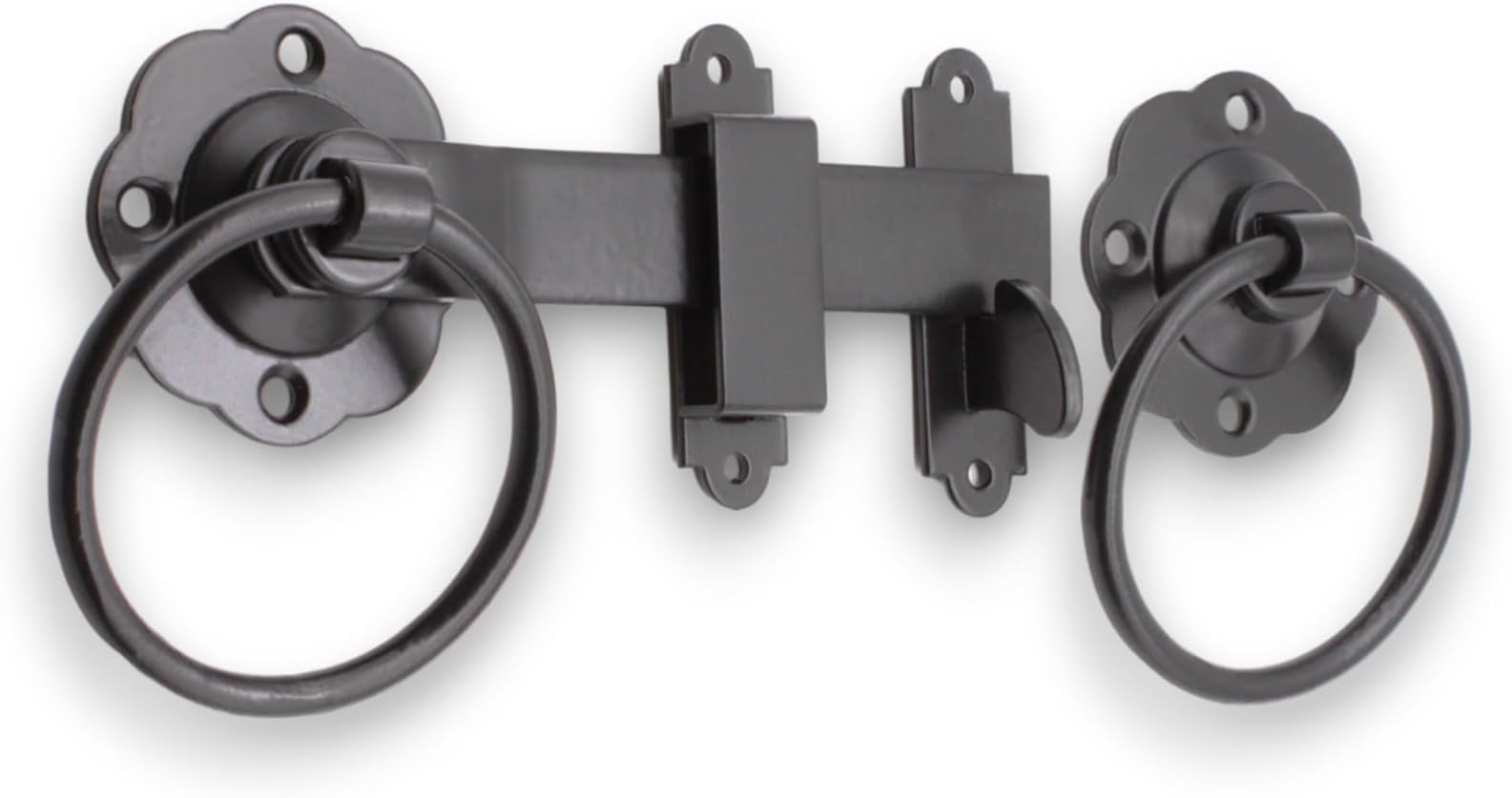 Infinity Decor Quality Metal Ring Gate Latch Set Large Black Door Garden Catch Screws