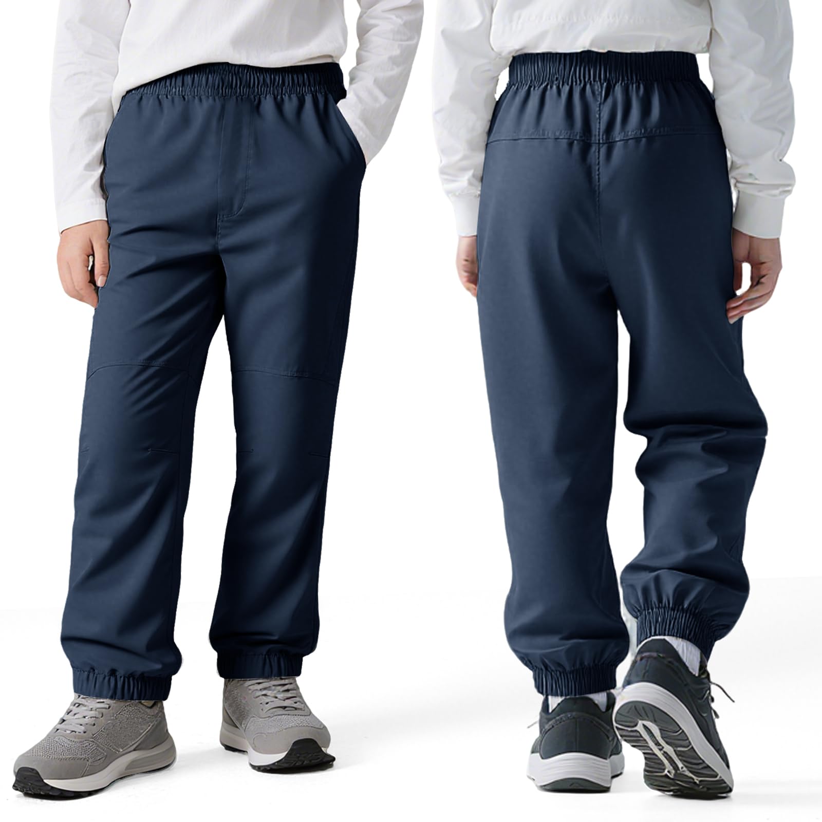 Pantaloni Trekking Bambini Impermeabili, Traspiranti Fodera a Rete Pantalone da Sportivi Vita Elasticizzata con Tasche, Pantaloni Outdoor per Ragazzi Ragazze 7-14 Anni