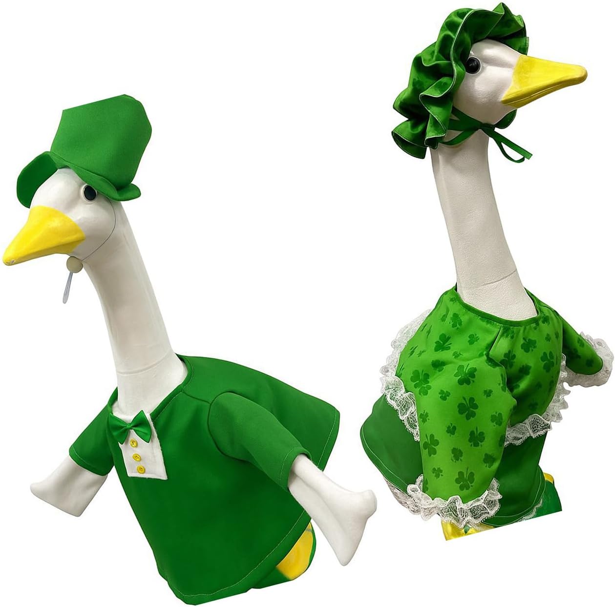 ordinarYone Patrick's Day 23 Inch Porch Geese Festival Clover Pattern Costume Set for Outdoor Holiday Decorations