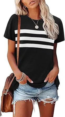 KISSMODA Summer Short Sleeve T Shirt Loose Fit Casual Dressy Women Top 2025 Trendy Ladies Fashion Blouses(S-3XL)