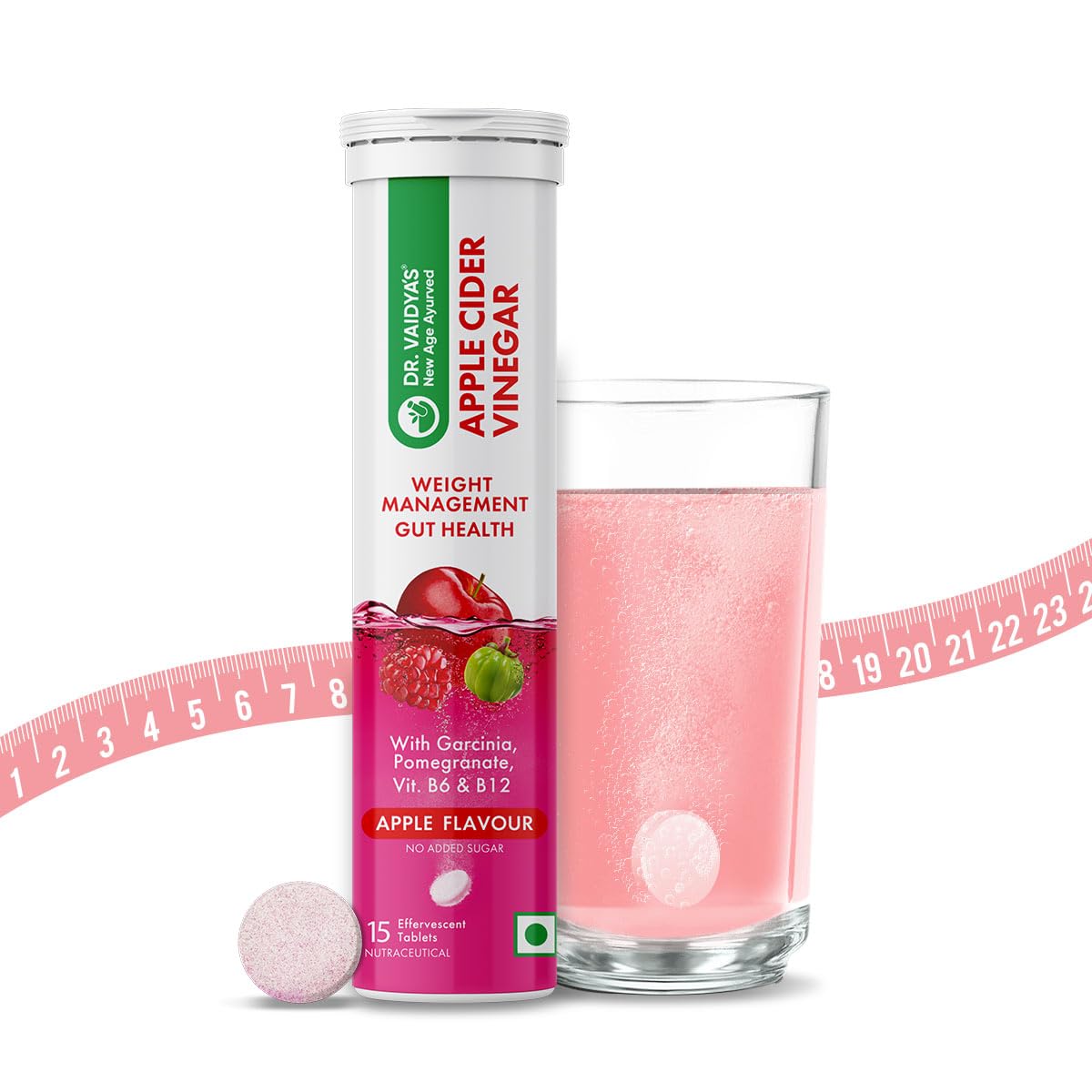 Dr. Vaidyas Apple Cider Vinegar Effervescent Tablets | 0 Calories & 0 Sugar | With Garcinia, Vitamin B6 & B12 | Supports Weight Management | 15 Tablets (Pack Of 1) (B0C4JYG76K) Amazon Price History, Amazon Price Tracker