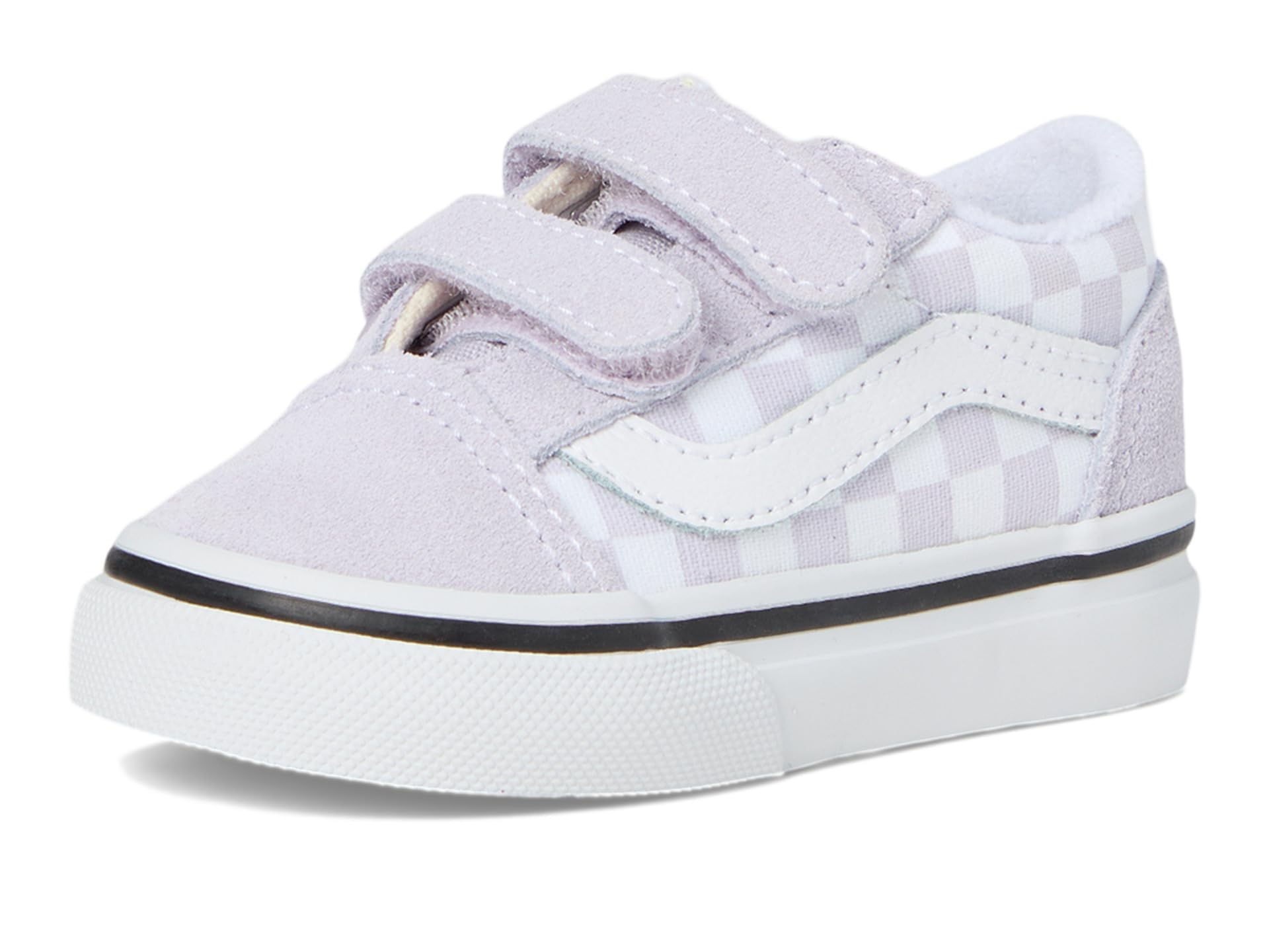 Vans Old Skool V Checkerboard lila Mädchenschuhe Sneaker mit Leopardenmuster Klettverschluss