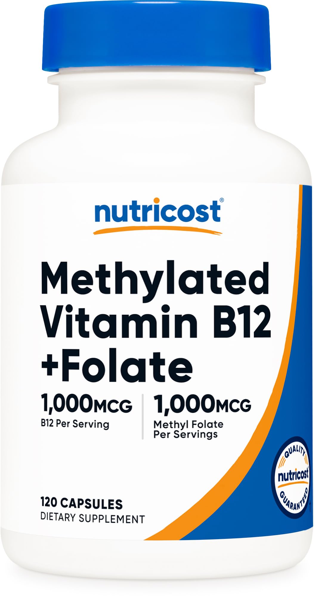 Nutricost Methylated Vitamin B12 + Folate Supplement (2,000 mcg) 120 Caps 120 Count (Pack of 1)
