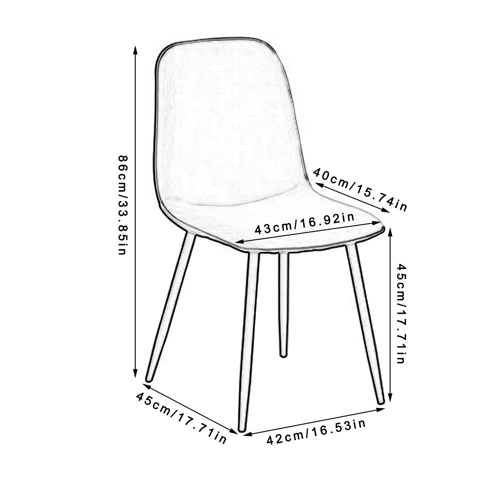 SJIALEN Modern Dining Chairs Set of 6, for Office Lounge Cafe Home Stool Living Room Chairs Metal Legs Water Proof PU Leather Chair Kitchen Chair (Color : Blue, Size : 42x45x86cm)