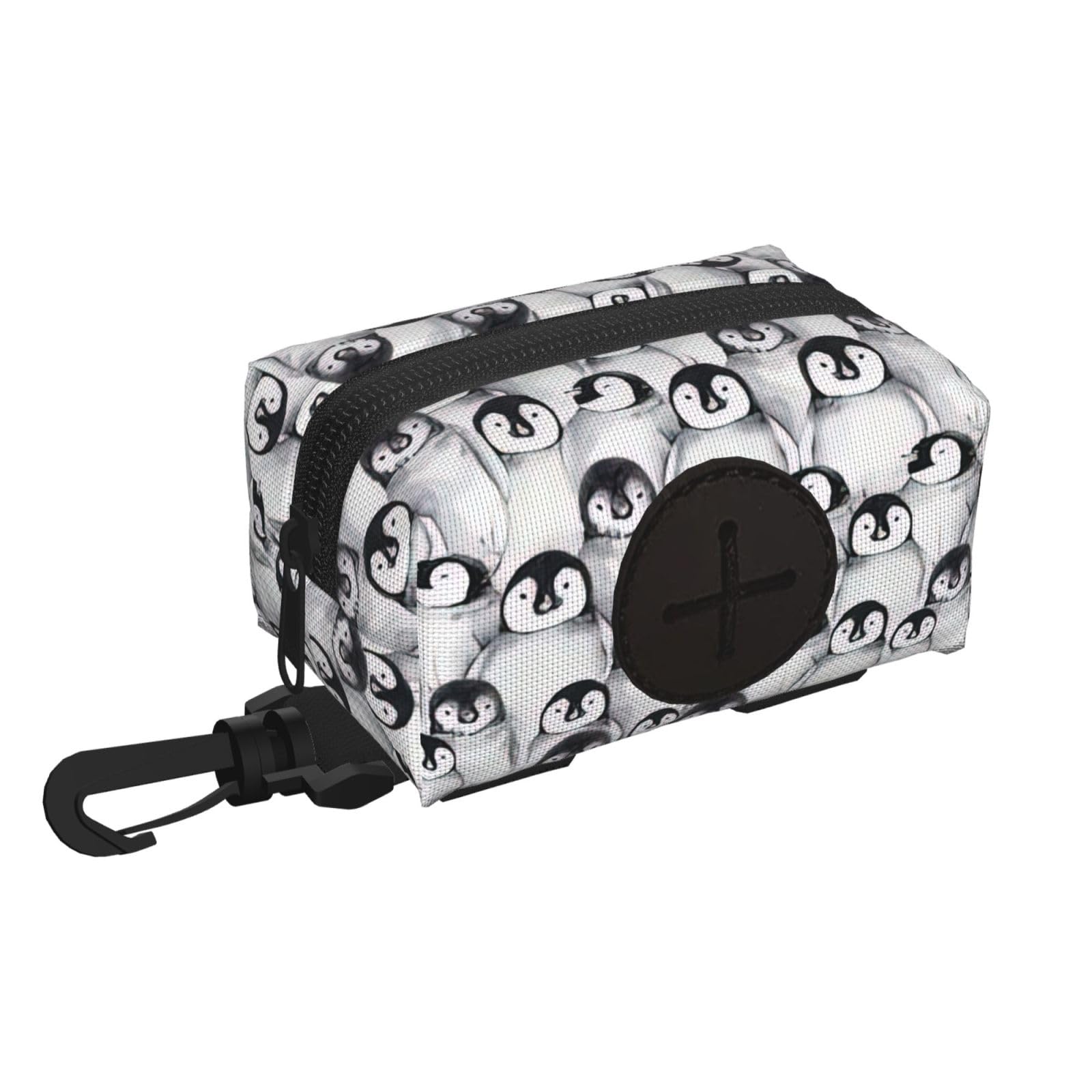 Pphgut Black Cute Penguins Sketch Print Waterproof Pet Waste Treat Bag Outdoor Walking Hiking Pouch Camping Accessory