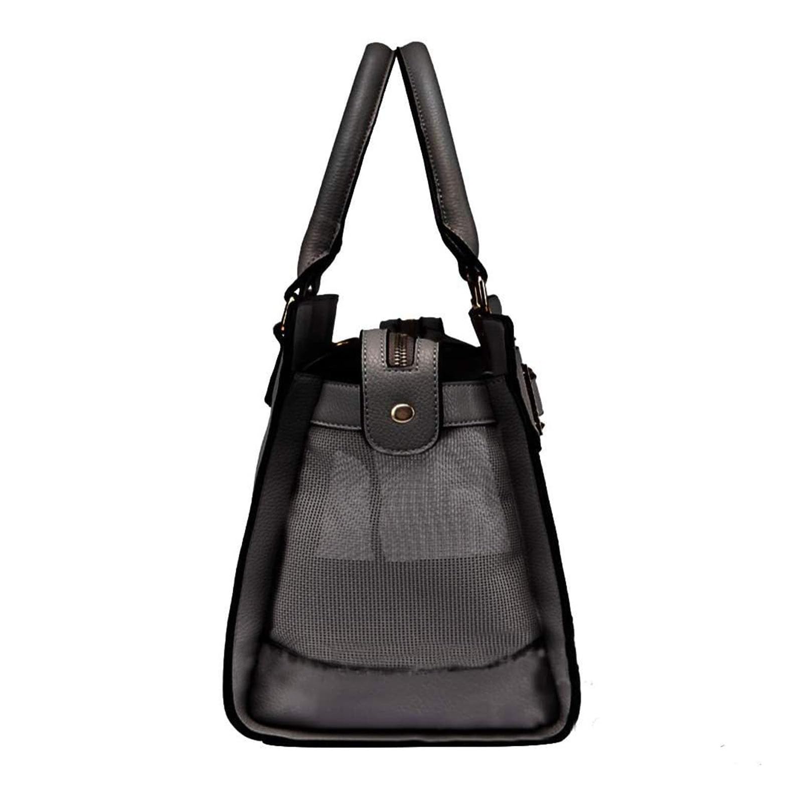 Elegante Transportín Lavable de Piel Sintética, Bolso para Perros Gatos Bolso de Viaje con Malla Transpirable y Carcasa Rígida Interior Acolchado y Seguro para Exteriores (Black)