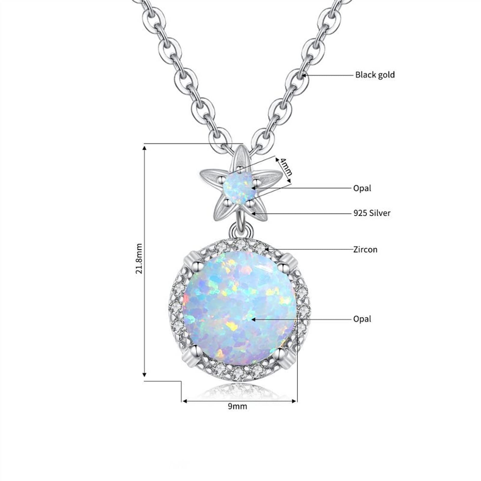 Collane 925 Sterling Silver Pendant Ladies Lovely Gemstone Ciondolo Pendente Opale Zircone intarsiato con Collana di Lusso Fiore Collana da Donna