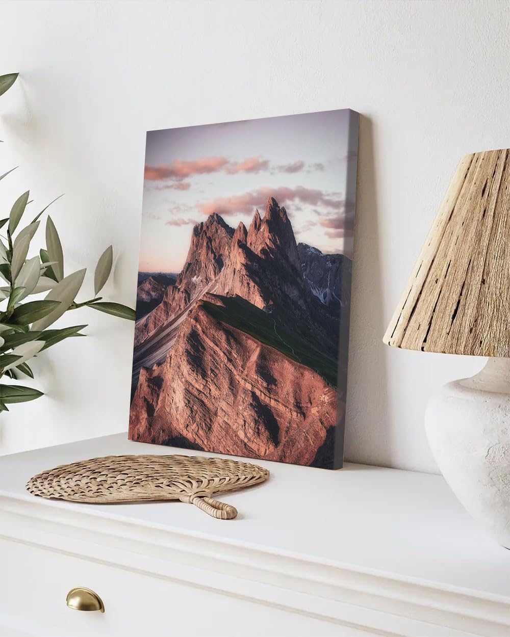 GADGETS WRAP Canvas Gallery Wrap Framed for Home Office Studio Living Room Decoration (9x11inch) - Mountain Range Under Beige Sky