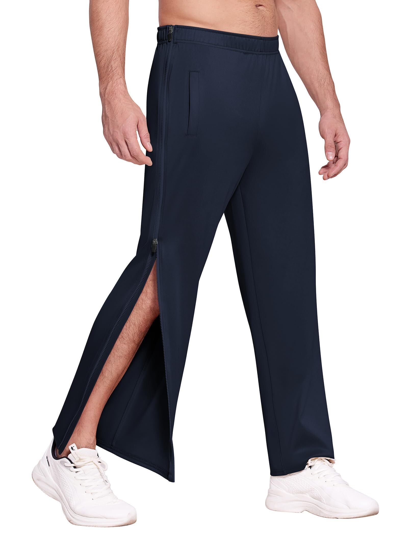 PINSPARK Pantalones de Chándal para Hombre Deportivos de Algodón con Cremallera Completa Pantalón de Rehabilitación de Ocio Pantalones con Bolsillos