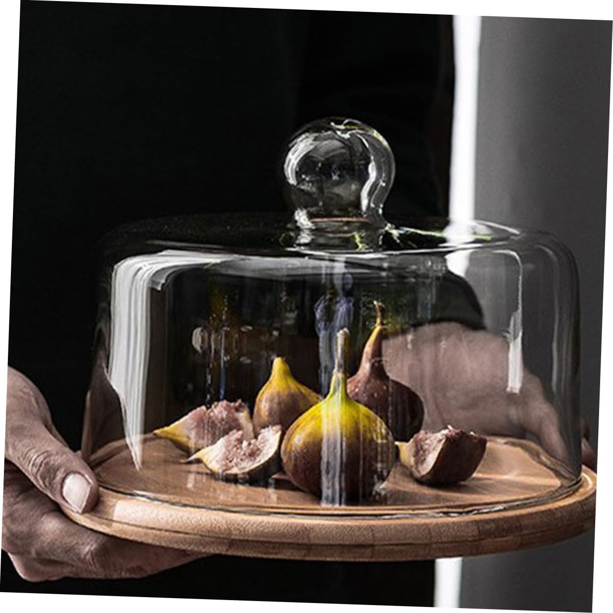 Homoyoyo Glass Cake Cover with Tray Large Food Dome Fresh-keeping Protective Dessert Display for Bakery and Party Serving