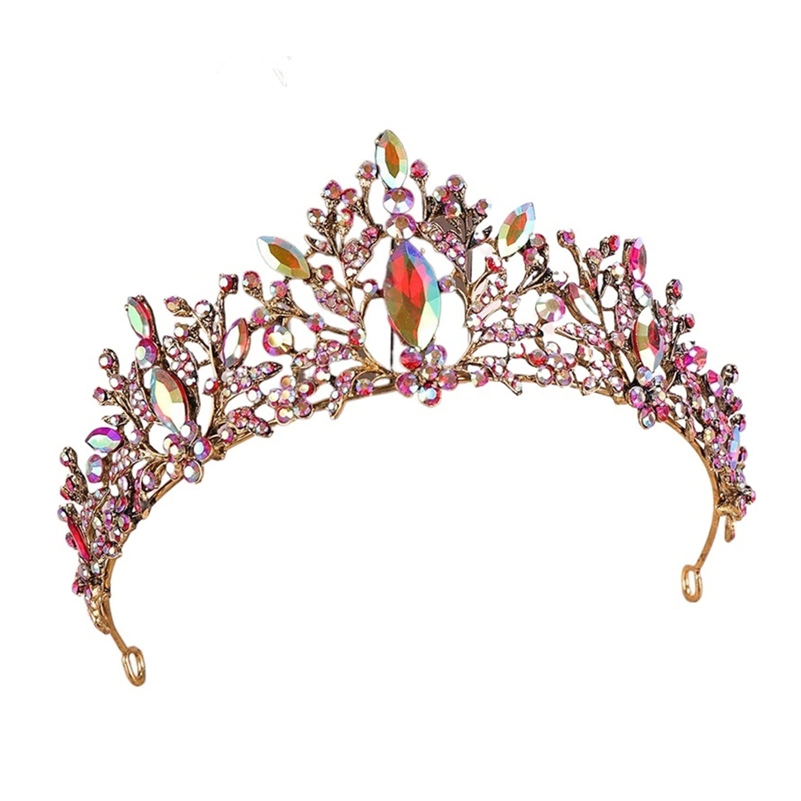 Tiaras y Coronas de Cristal, Tiara de Diamantes de imitación, Accesorios for el Cabello de Boda, Corona Nupcial Dorada Clara, Diadema, Regalo de joyería for el Cabello(7)
