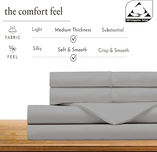 Miniatura 8 de Queen's Linen Sábanas de algodón  Juego de sábanas tamaño King  400 hilos  Bolsillo profundo de 16 pulgadas  Sábanas de calidad de hotel de lujo