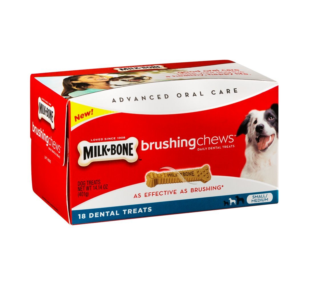 Milk-Bone Brushing Chews Daily Dental Dog Treats, Small/Medium, 18 Count