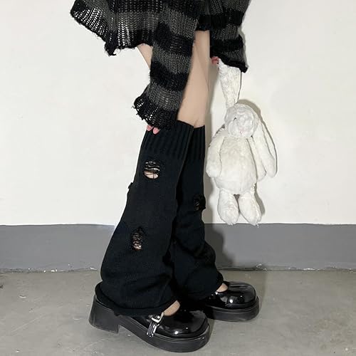 Miniatura 2 de Gothic Acubi Leg Warmers Grunge Lolita Winter Cuff Y2K Harajuku Knee High Knit Socks Japanese Preppy Leggings Gaiters