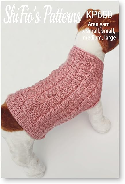 Knitting Pattern for Plain Dogs Coat, 4 Sizes Included, Aran Yarn, Sizes are X Small, Small, Medium and Large, Dog Sweater Aran Yarn Knitting Pattern, KP650