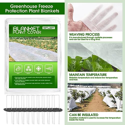 TOCCYARD Kit de proteção contra congelamento de coberturas de plantas, pano de gelo de 3,5 x 30 pés