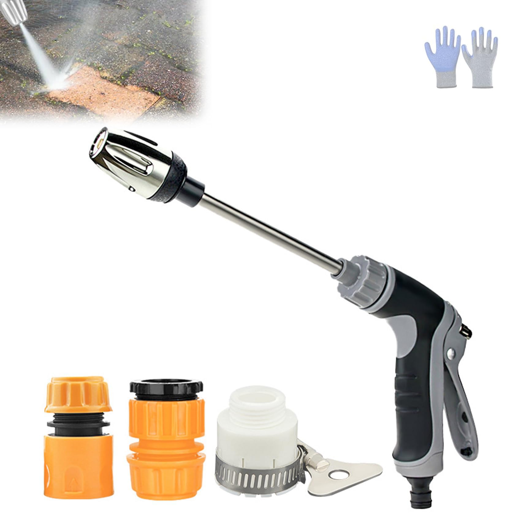 Aquoxis Pressure Washer, Hydro Power Water Jet Cleaner Attachment, Adjustable Nozzle Cleaning Sprayer for Patio, Car, Driveway, Deck & Outdoor Surfaces (C) — view 9