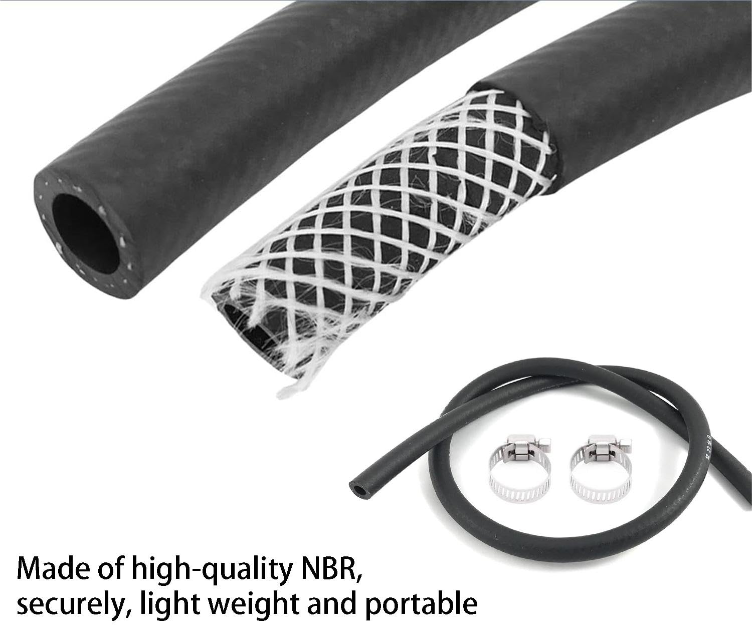 30R7 Fuel Hose Roll - 3/8 Inch ID, 50 Foot Length, Made In USA With 10 Clamps Included - View #2