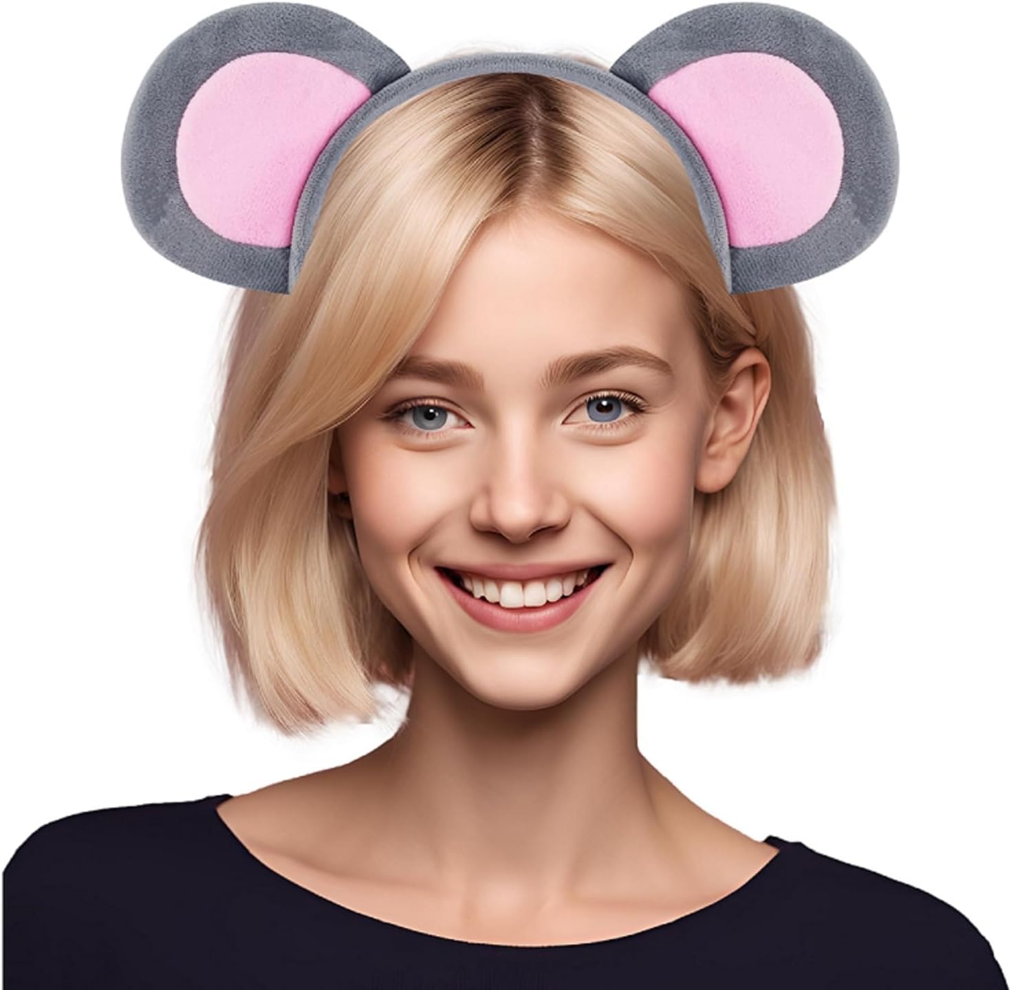 Mouse Ears Headband for Adults – Soft Gray Rat Ears Headband Accessory for Mouse Costume, Halloween, Cosplay, Parties - Image 5