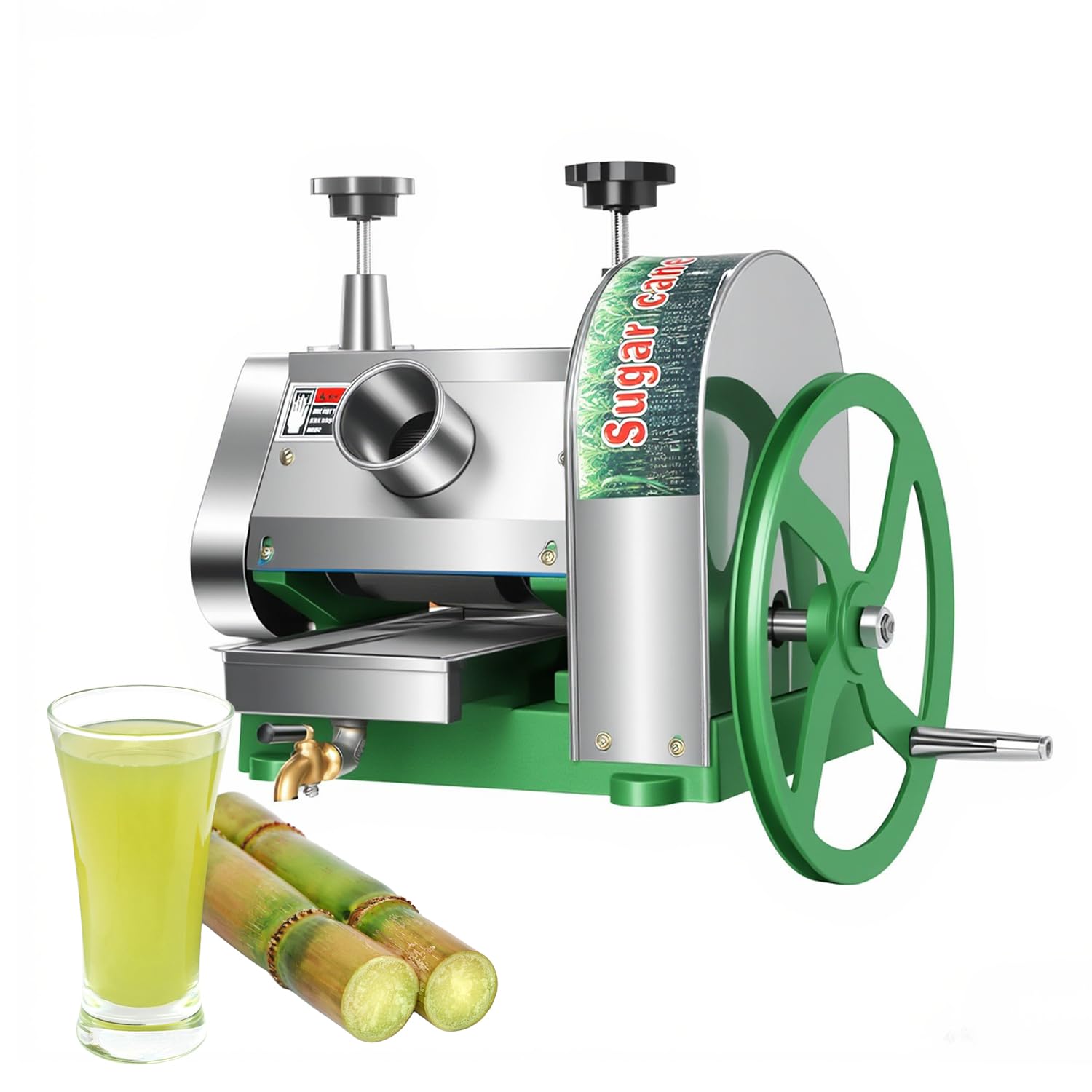 Photo 1 of Manual Sugar Cane Press Juicer, Heavy-Duty Triple Stainless Steel Roller Design, Motor-Ready Interface, 2.5" Wide Inlet, High-Yield Hand Crank Cane Extractor for Home & Small Commercial Use